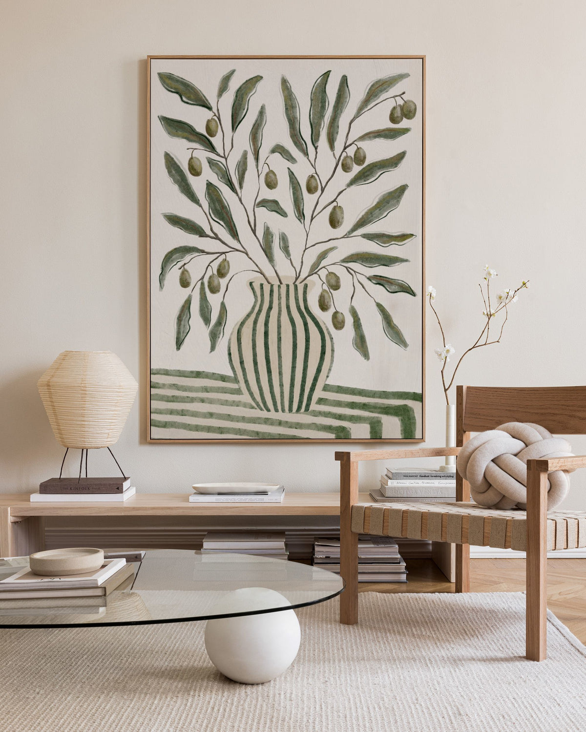 Olive Branches in Vase Canvas print