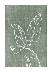 Green Linen Leaves Print