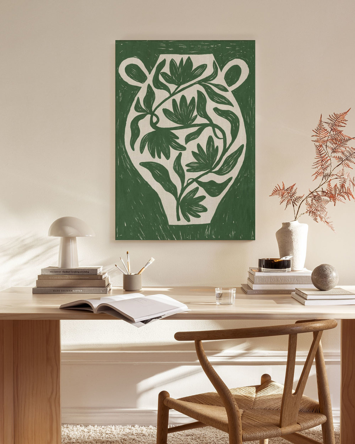 Green Botanical Vase Canvas print