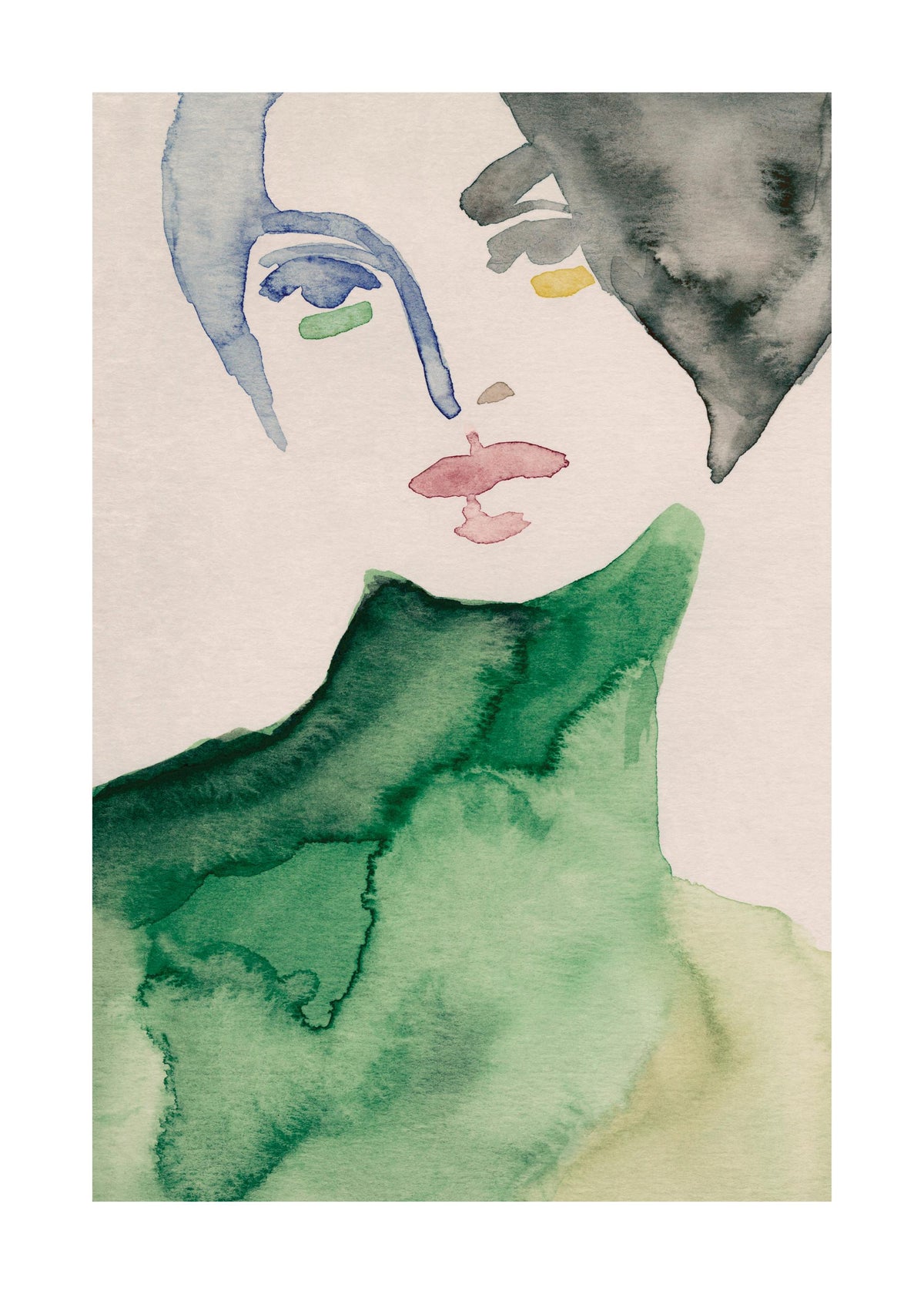 Lady in Green Print