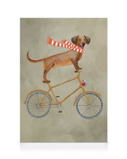 Coco De Paris - Dachshund on Bicycle in the Winter Canvas print