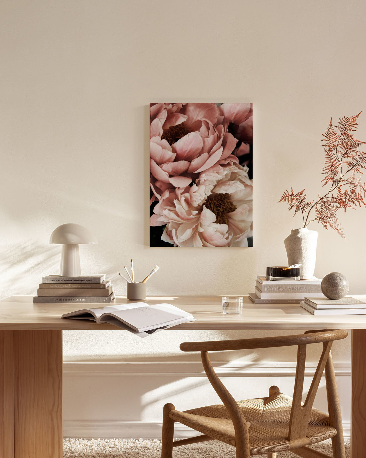 Coral Sunset Peony Canvas print