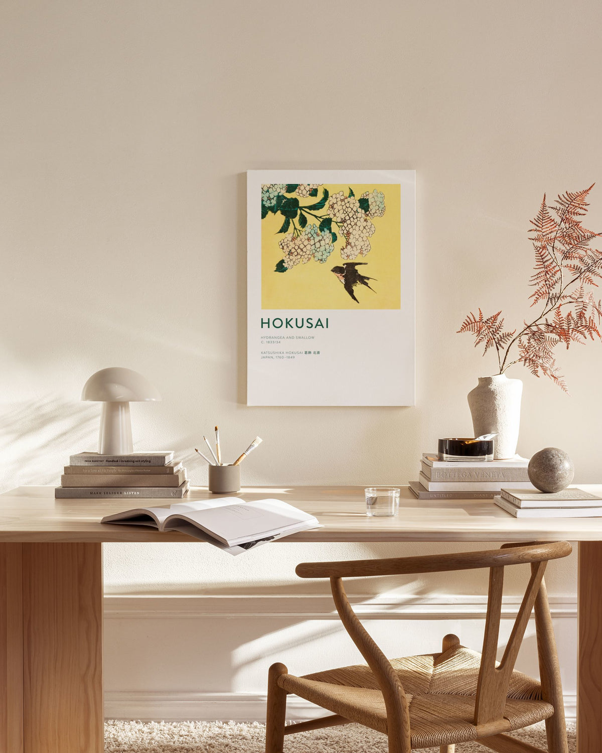 Hokusai - Hydrangea and Swallow Canvas print