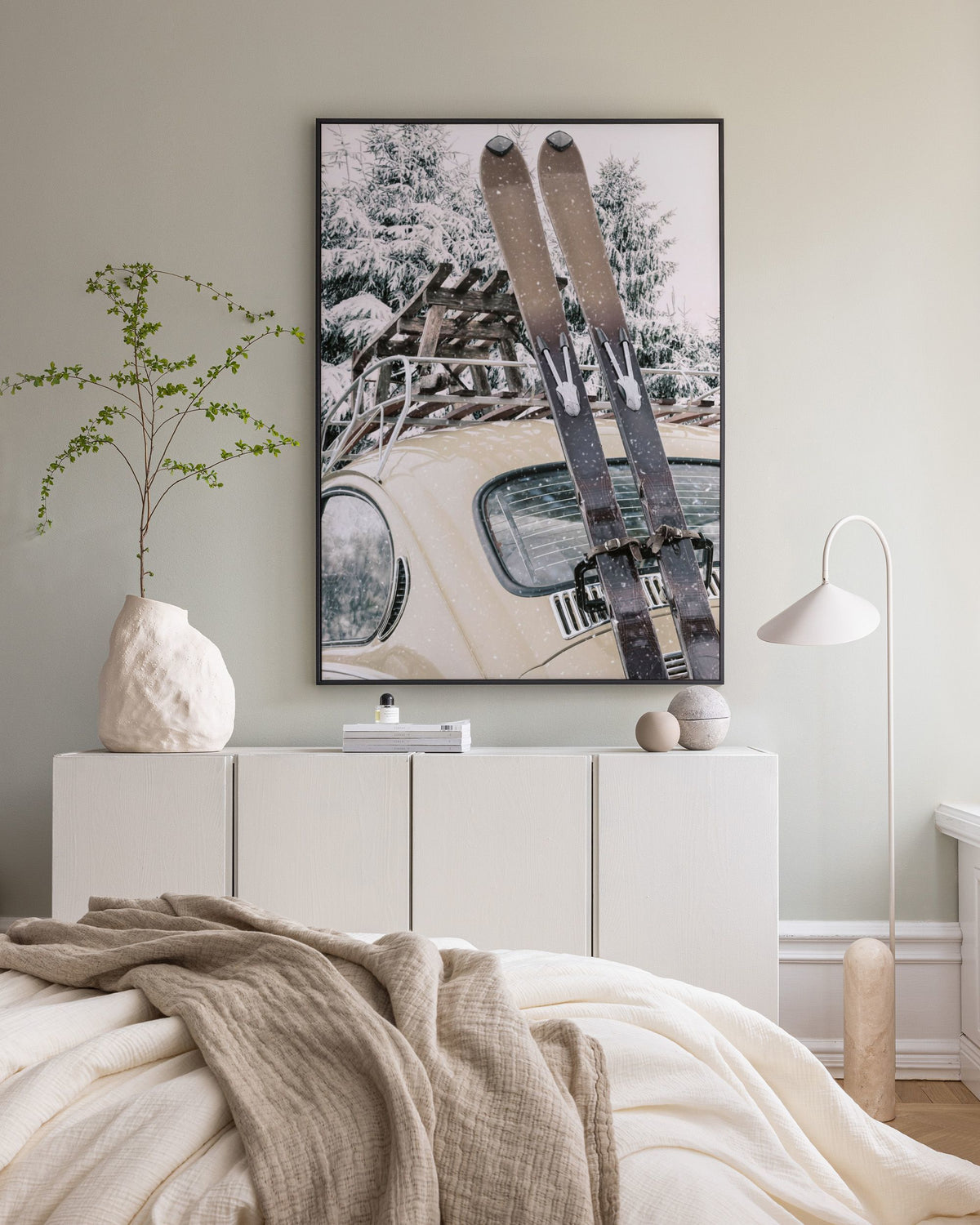 Skis and Snowfall Canvas print