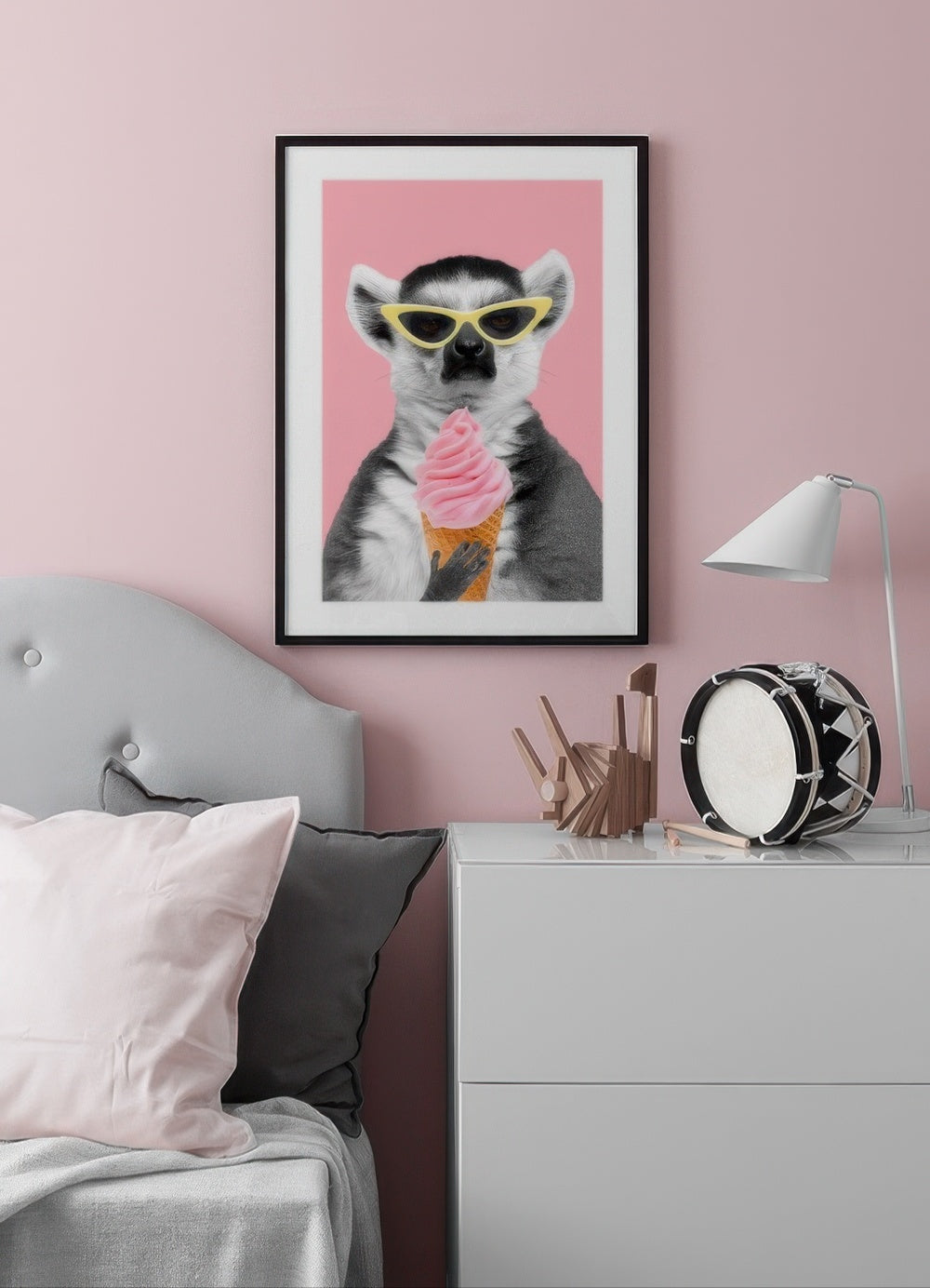 Lemur With Ice Cream Print