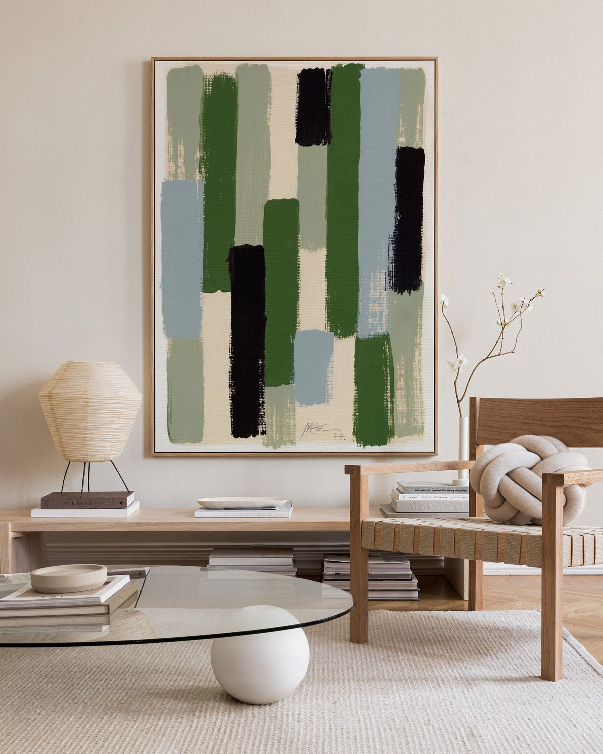 Green Brush Strokes Canvas print