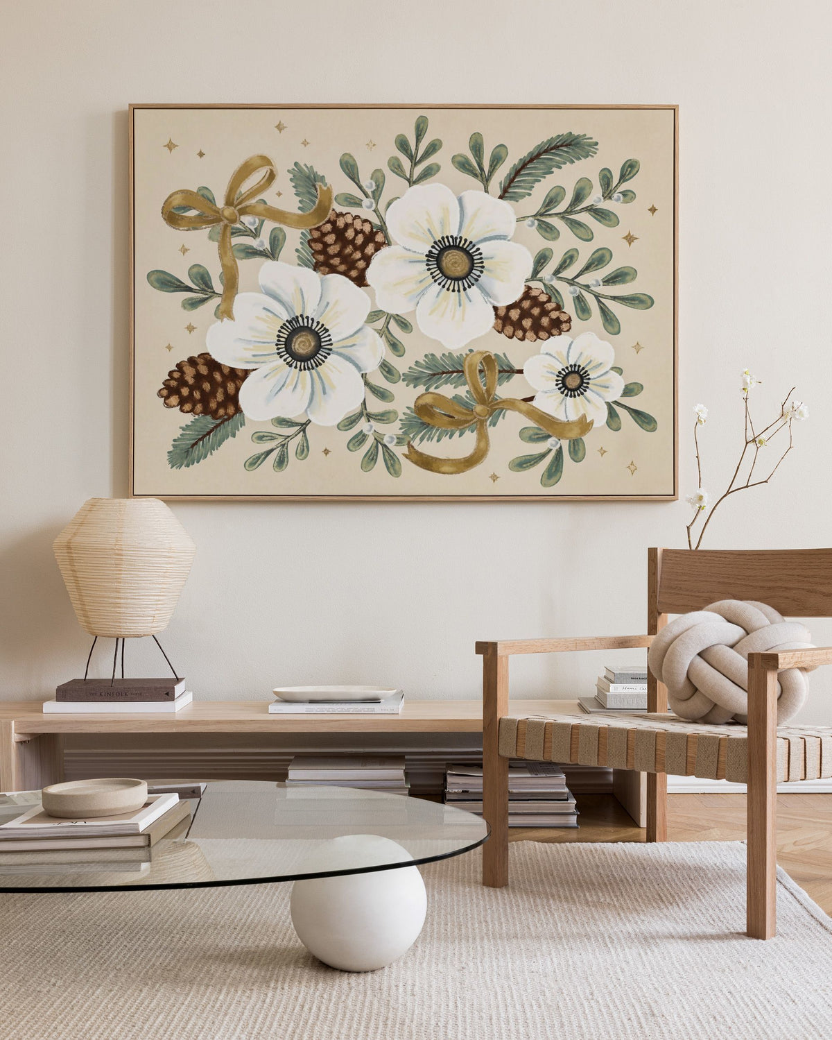 Ribboned Winter Blooms Canvas print