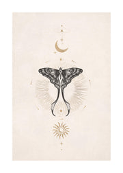 Moon Star Butterfly Print