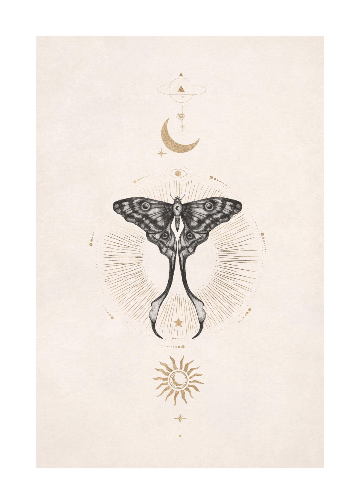 Moon Star Butterfly Print