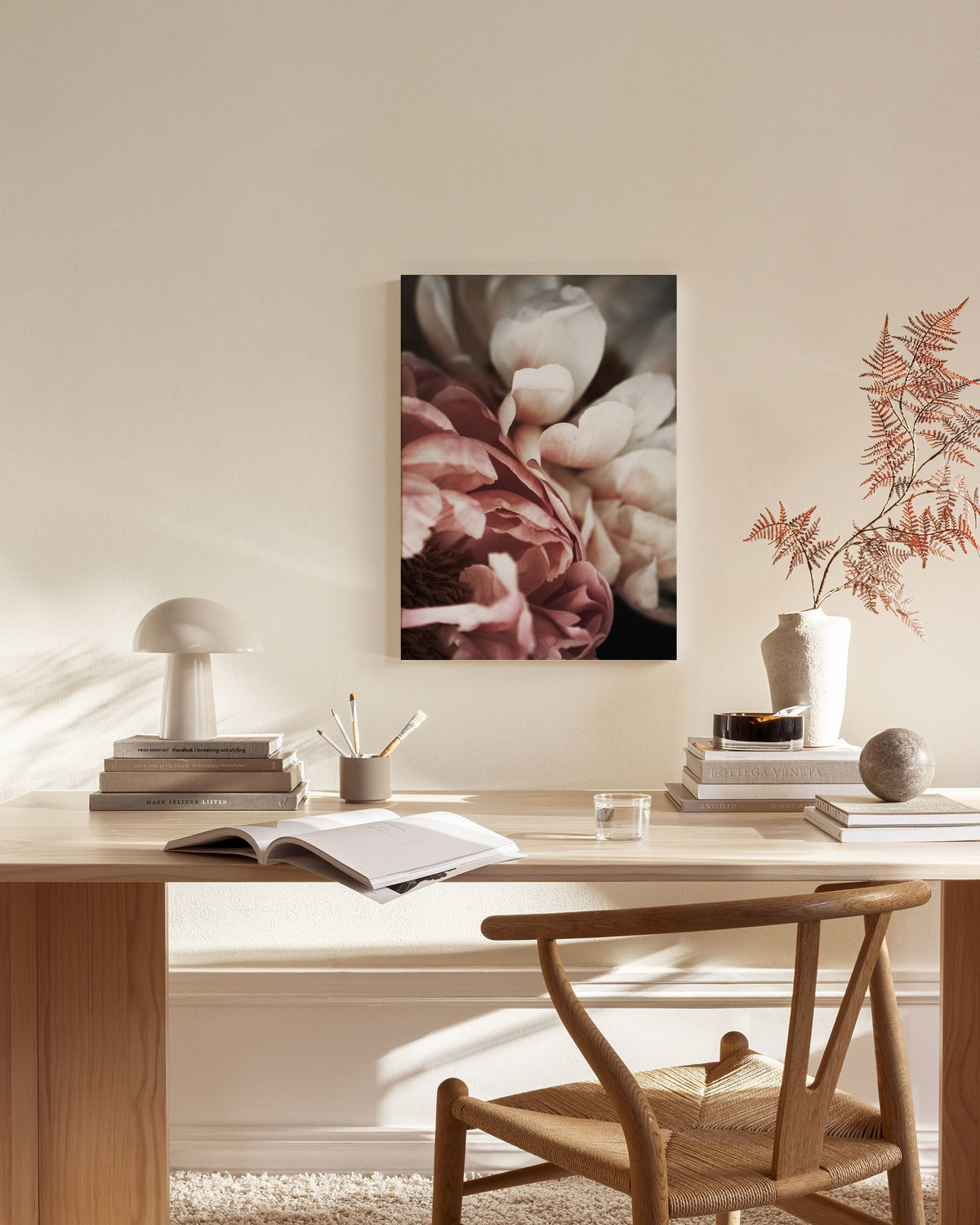 Pink and White Peony Canvas print