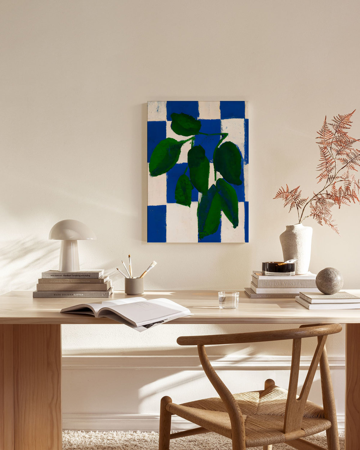Merel Takken - Checkered Greenery Canvas print