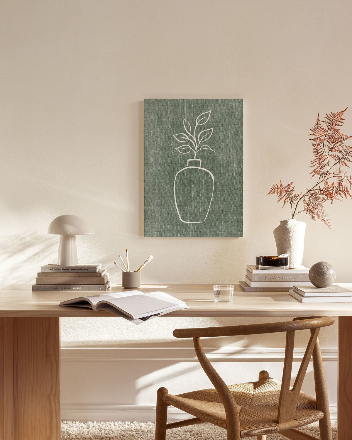Green Linen Vase Canvas print