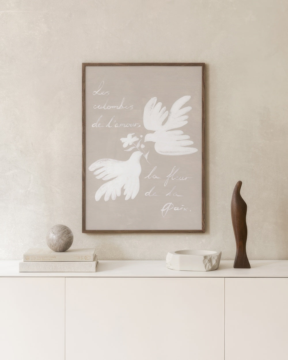 Doves of Love, Flower of Peace Print