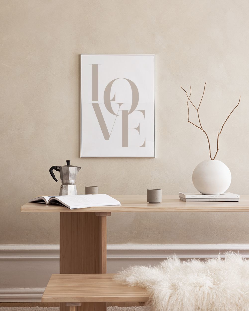 Love Beige Print