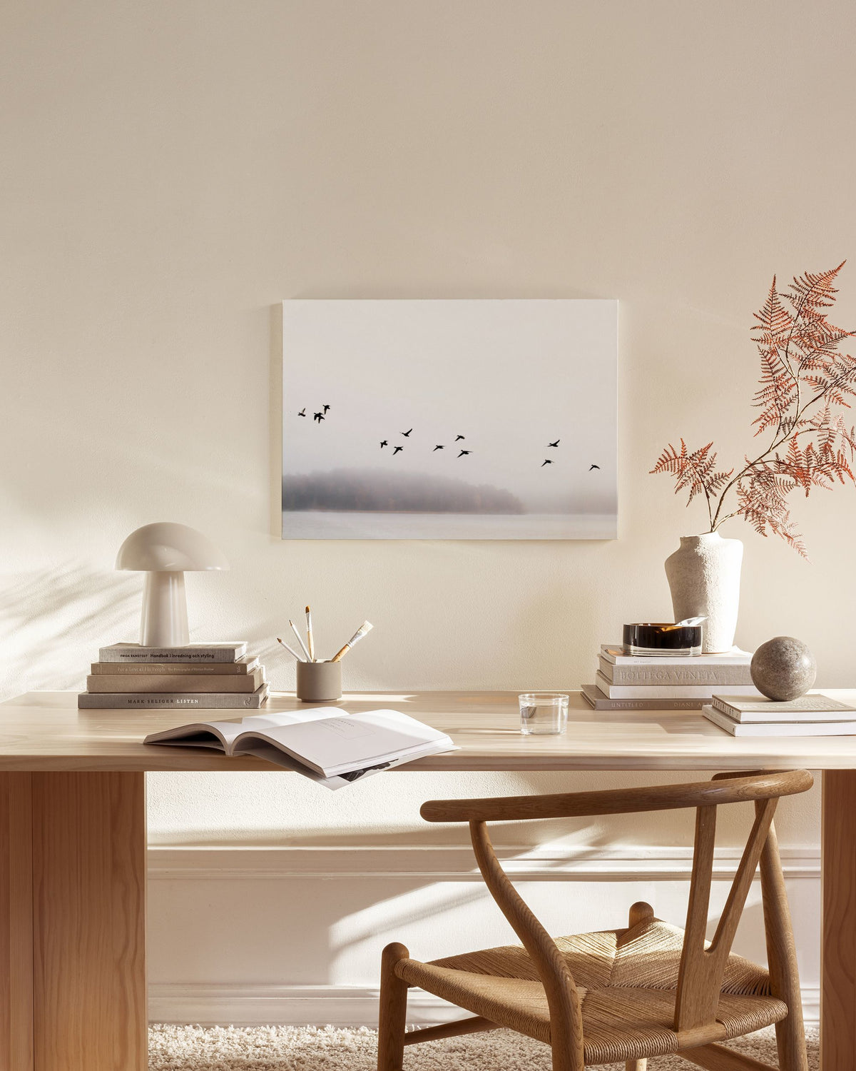 Birds Over Lake Canvas print