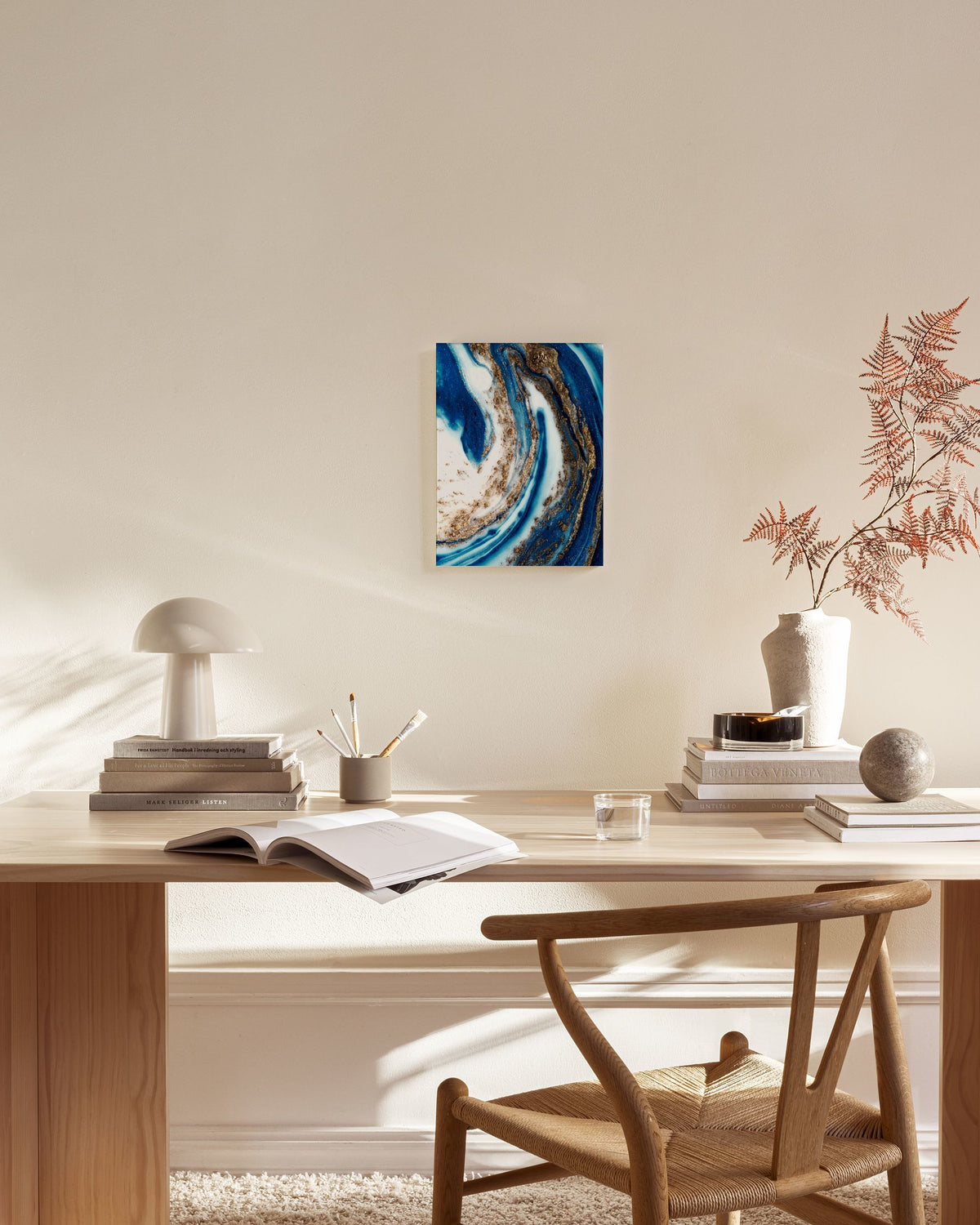 Blue and Gold Swirl No1 Canvas print