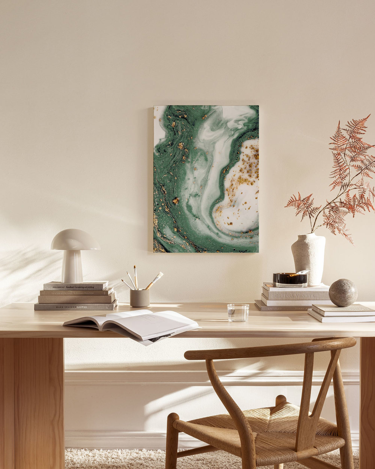 Green and Gold Swirl Canvas print