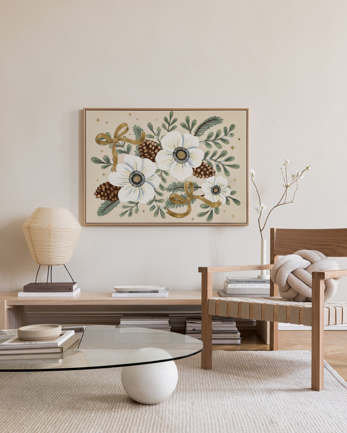 Ribboned Winter Blooms Canvas print