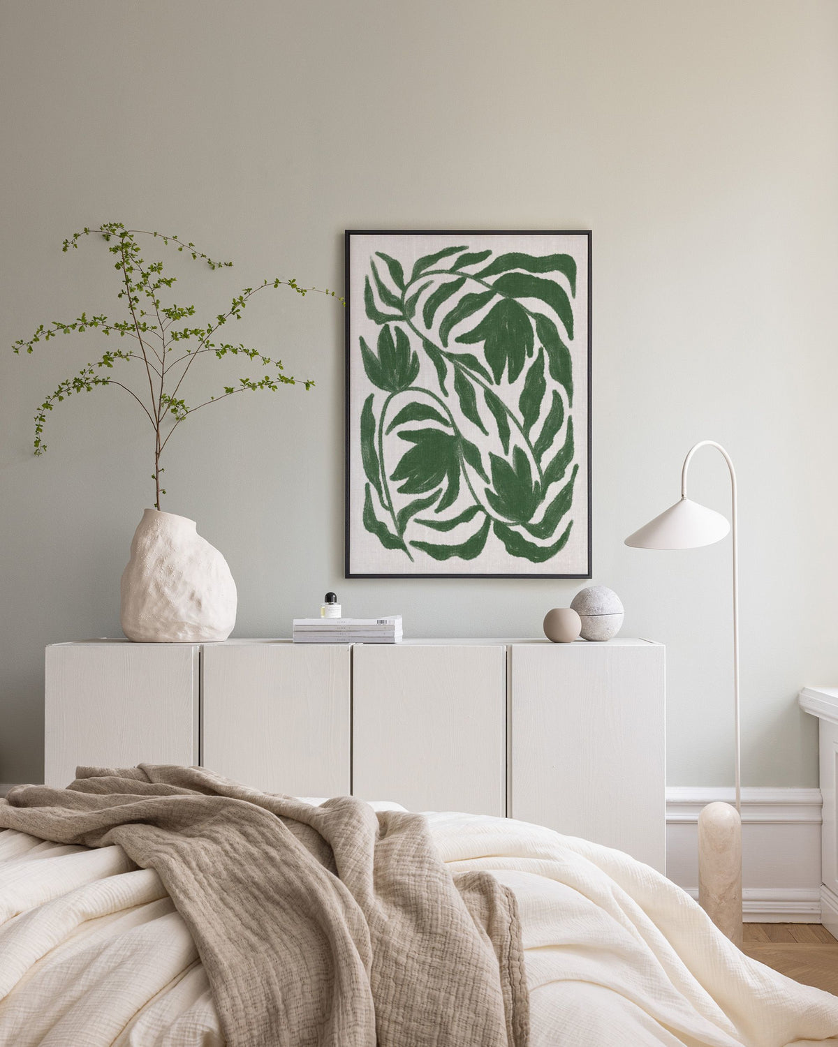 Green Botanical on Linen Canvas print