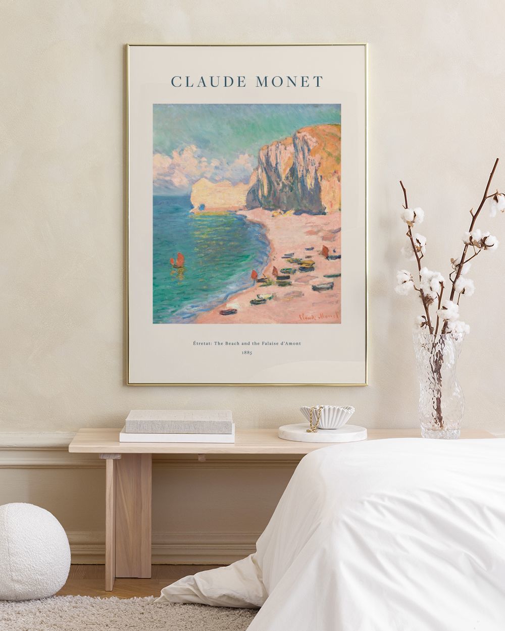 Monet - Étretat- The Beach and the Falaise d'Amont Print