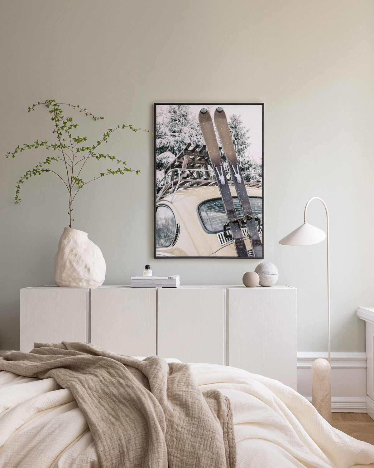 Skis and Snowfall Canvas print
