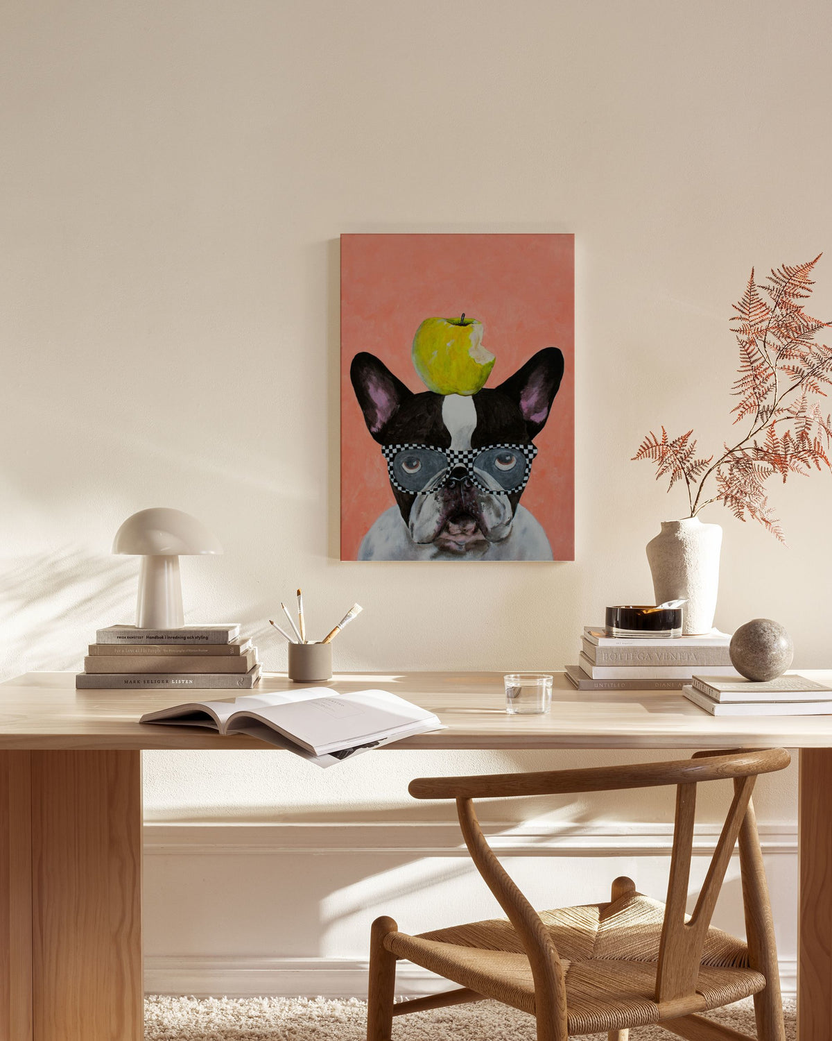 Coco De Paris - French Bulldog with Apple Canvas print