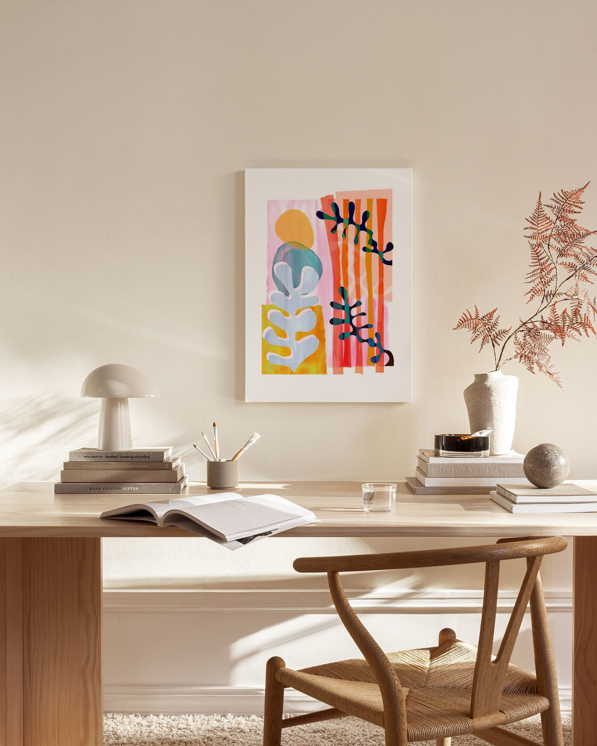 Colourful Abstract Seaweed Leaf Canvas print