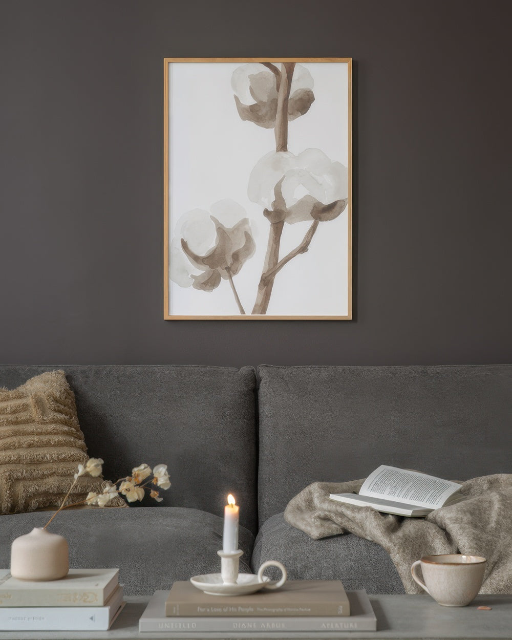 Aquarelle Cotton Flowers Print