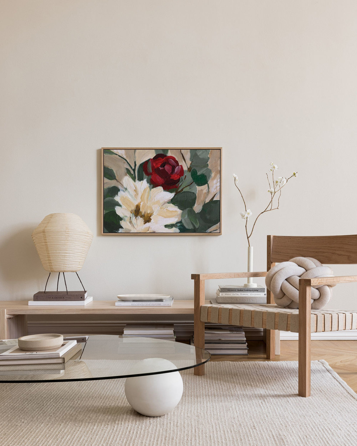 Crimson and Cream Blooms Canvas print