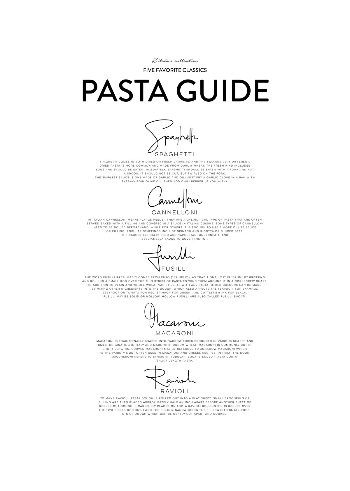 Five Pasta Classics Print