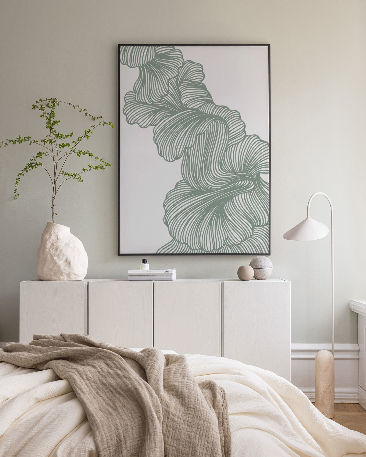 Abstract Green Lines No3 Canvas print
