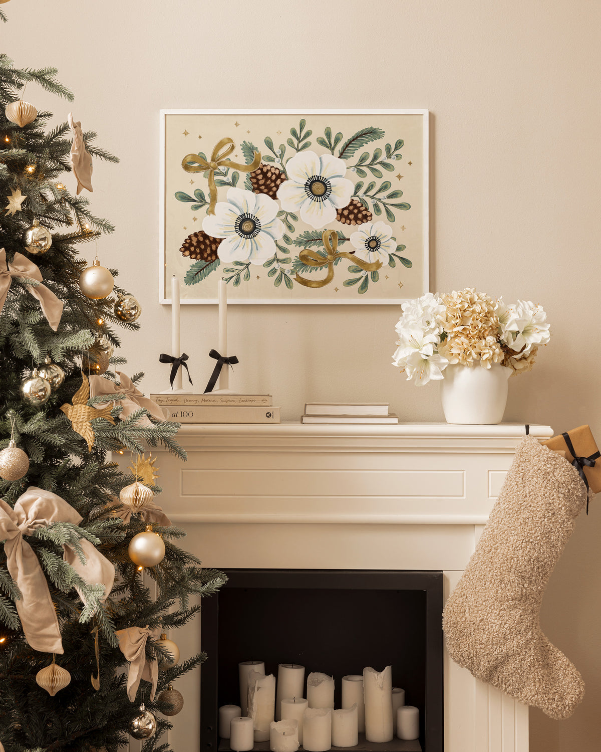 Ribboned Winter Blooms Print