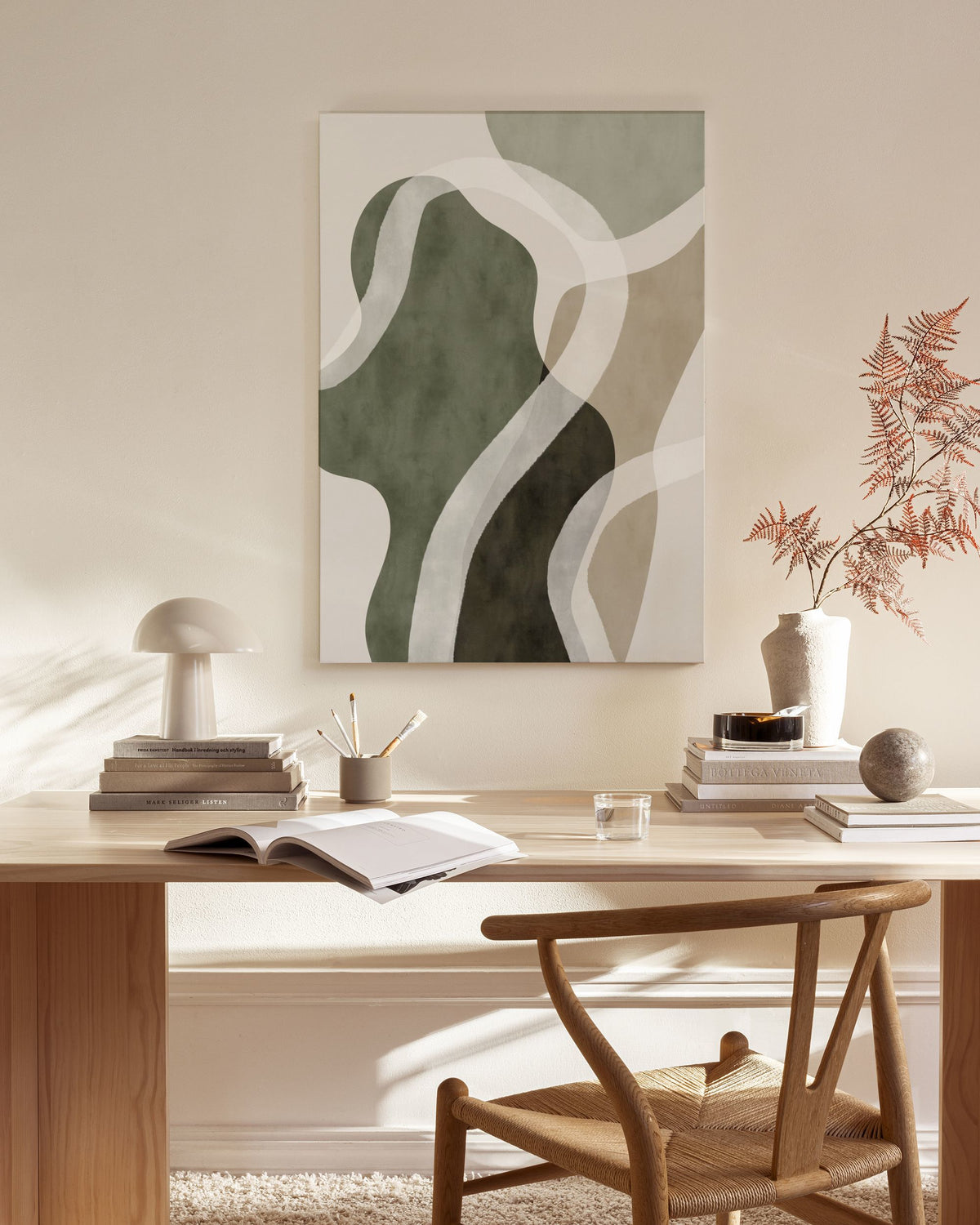 Abstract Green Shapes No1 Canvas print