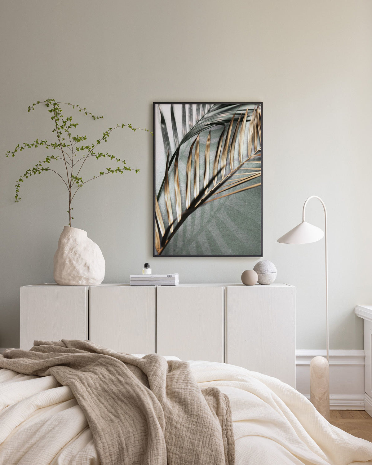 Gold and Green Palm Leaves Canvas print